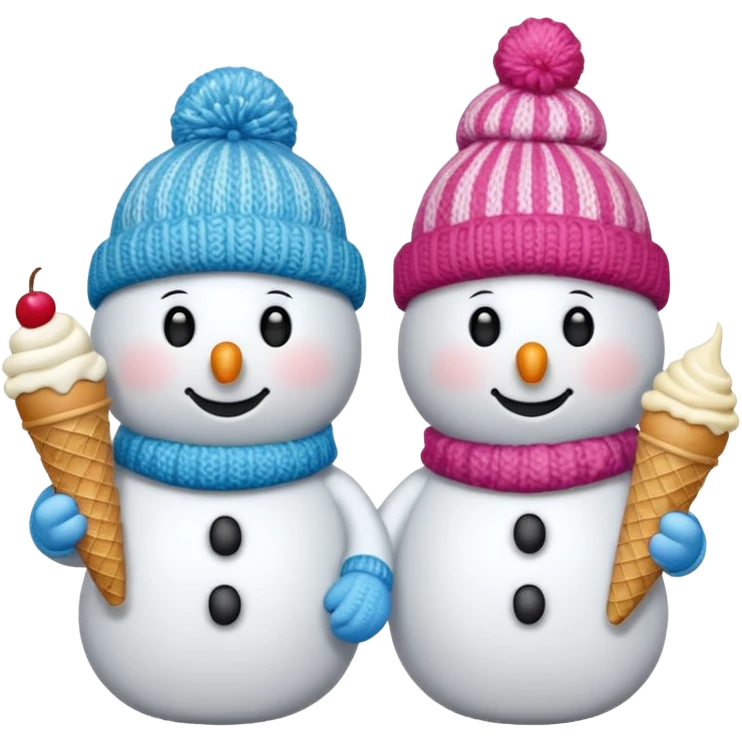 snowmen wearing cap with ice cream emoji