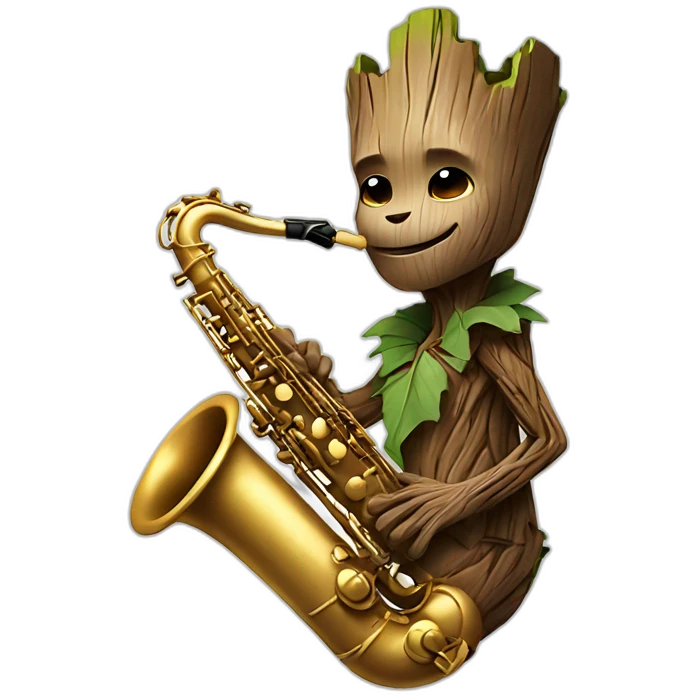 Groot playing saxophone  emoji
