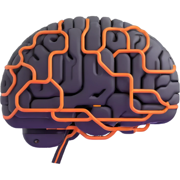 glowing AI brain with circuits emoji