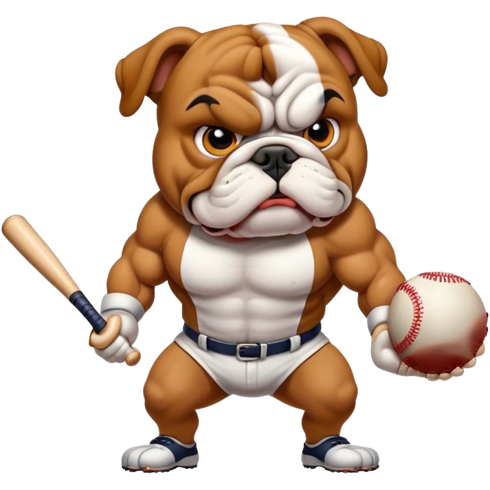 Bulldog hitting a baseball  emoji
