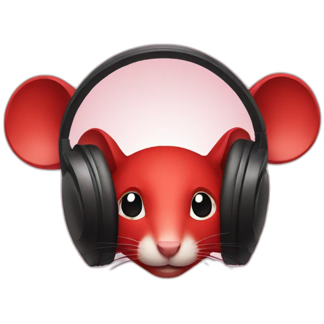 Red colour Rat headphone emoji