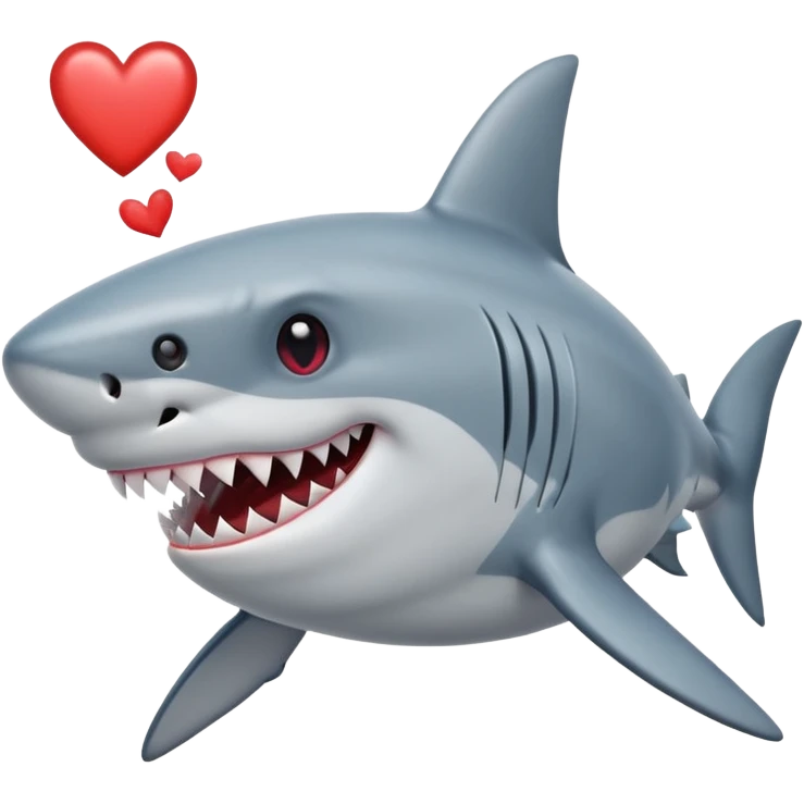 одна акула улыбается и заместь ее глаз сердечька  emoji