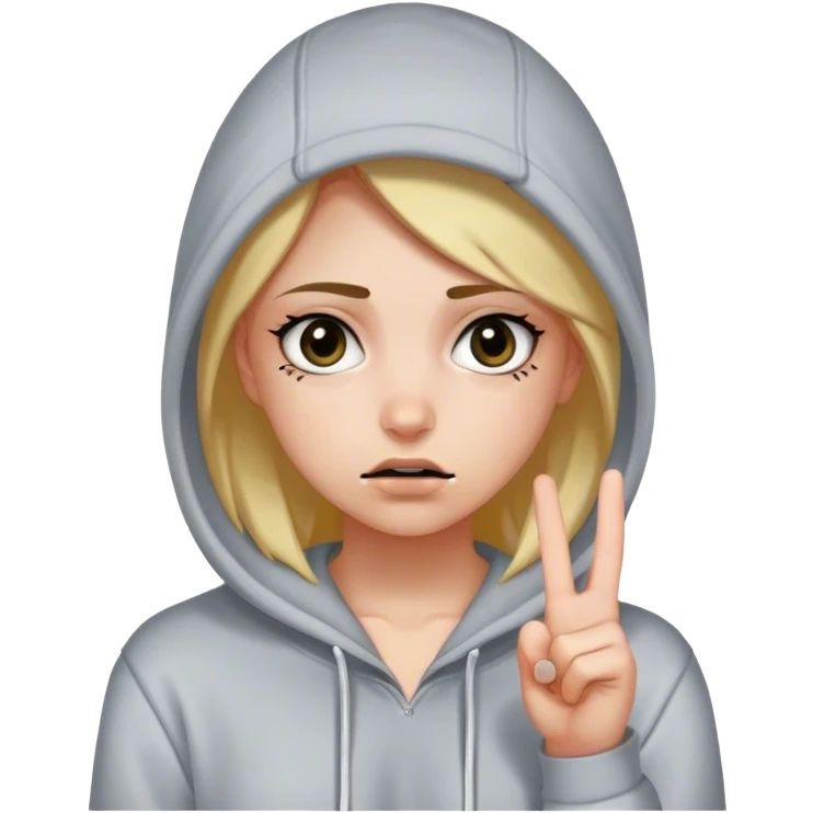 Girl wearing a hoddie with dark circles saying fuck of  emoji