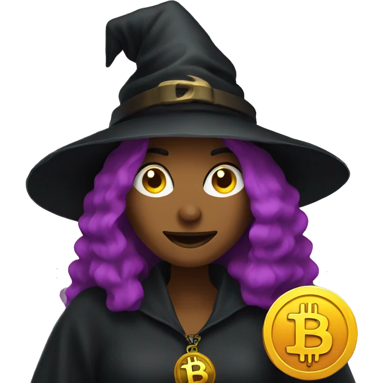 Witch with bitcoin emoji