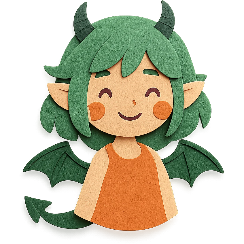 cute dragon girl with green hair emoji