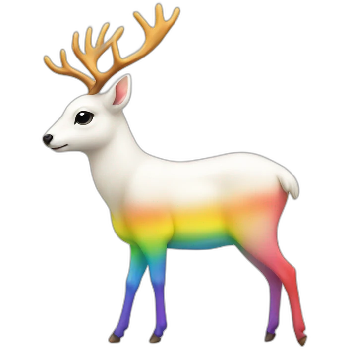 white deer on the rainbow emoji