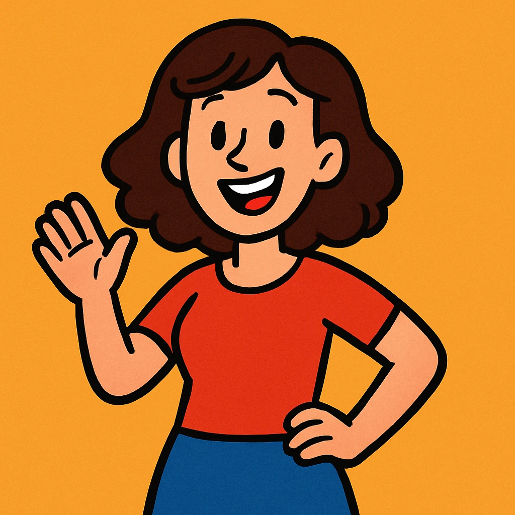 a single woman cartoon style cheerful expression plain background emoji