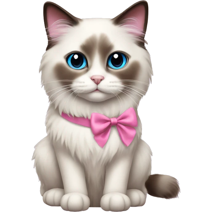 Ragdoll cat with pink bows emoji