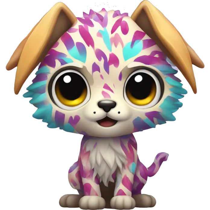 a colorful edgy cute kawaii vernid-fionbri with splash patterns full body emoji