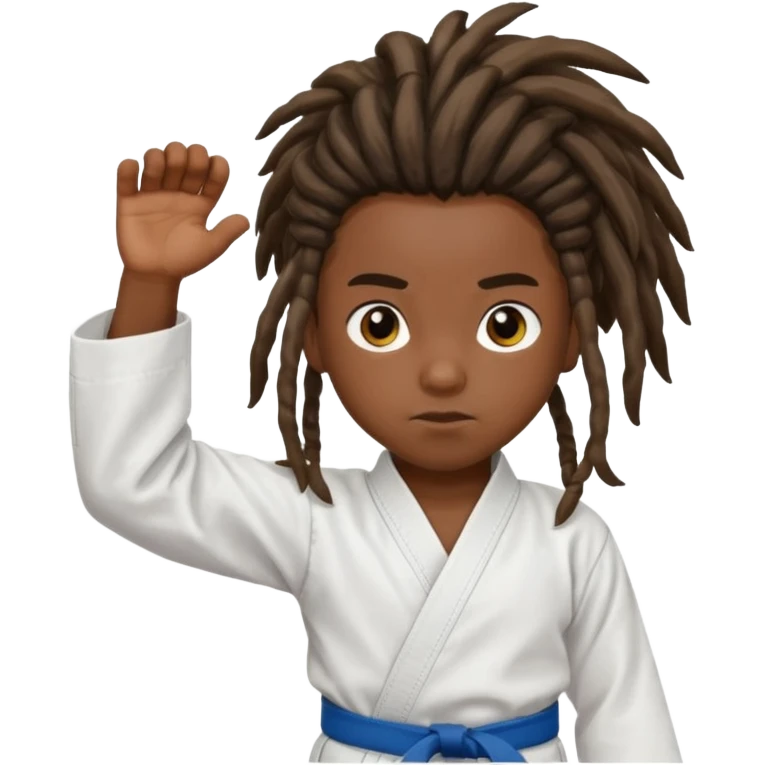 karate kids, dark skin, dreadlocks emoji