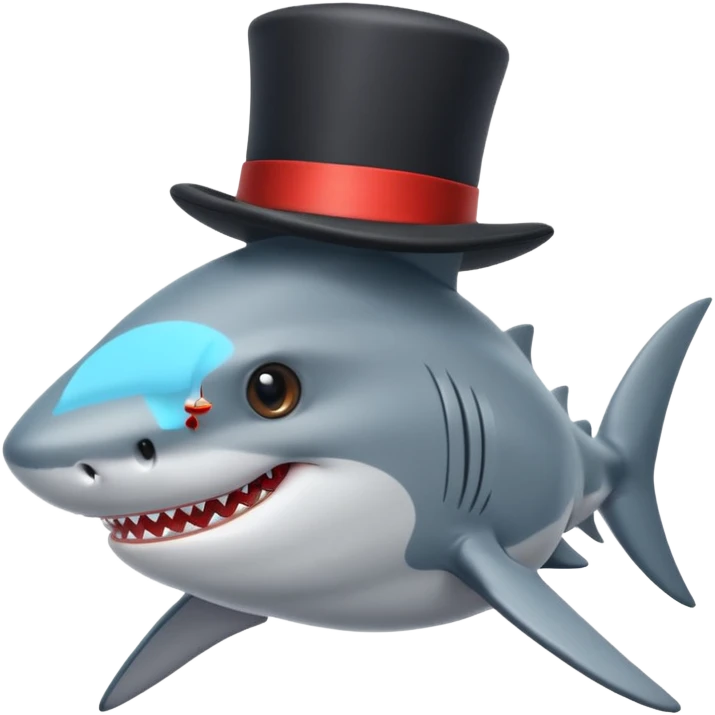 Shark with a top hat emoji