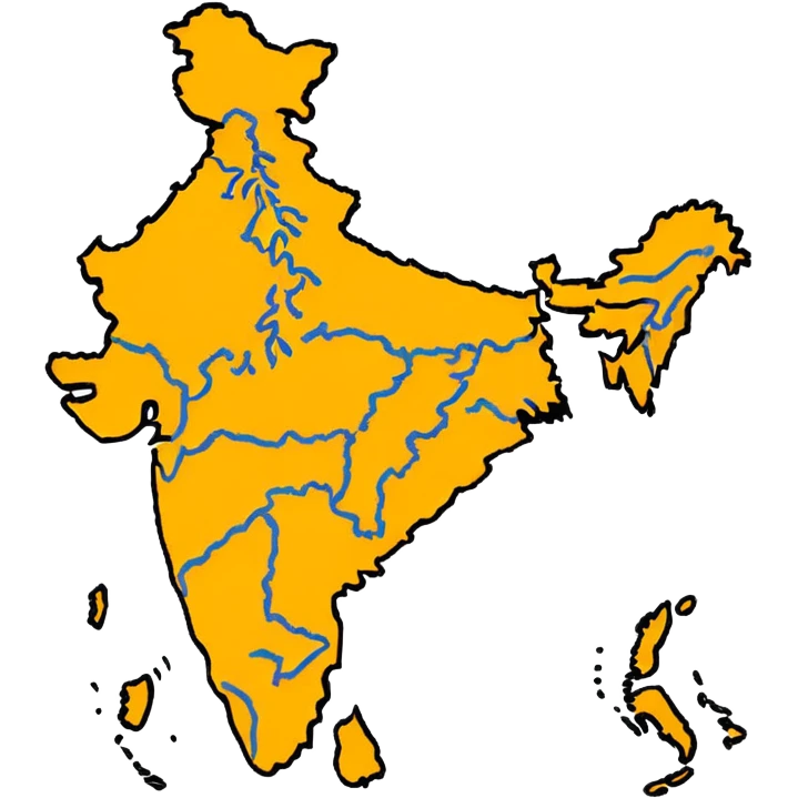 India map with saffron colour ( akhand Bharat ) with proper state emoji