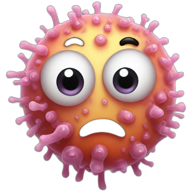 a sneaky bacteria with eyes emoji