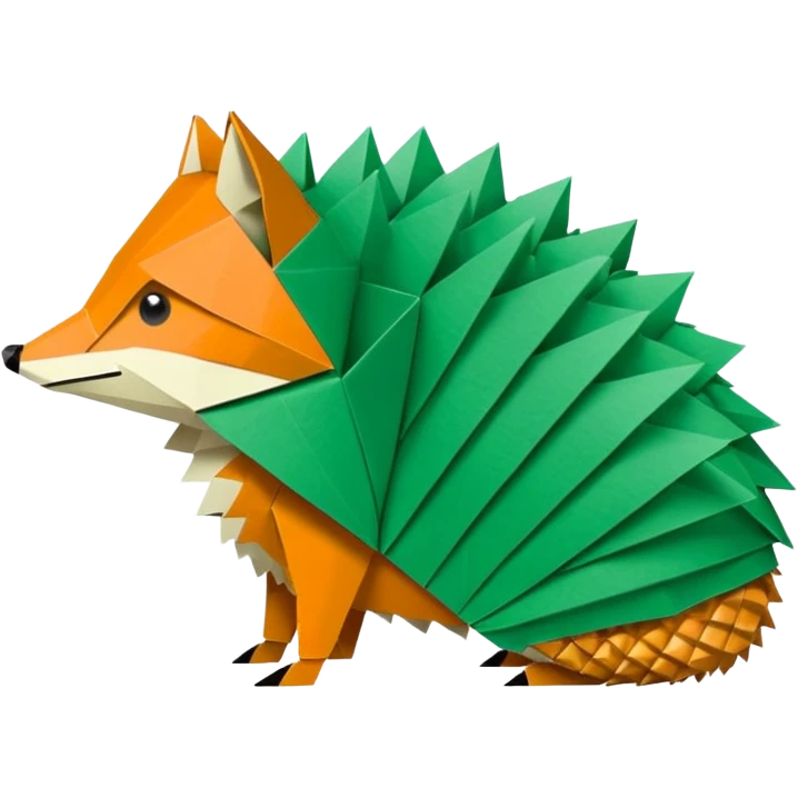 origami hedgehog half fox half hedgehog in color green #A8FBD3 the tail of fox emoji