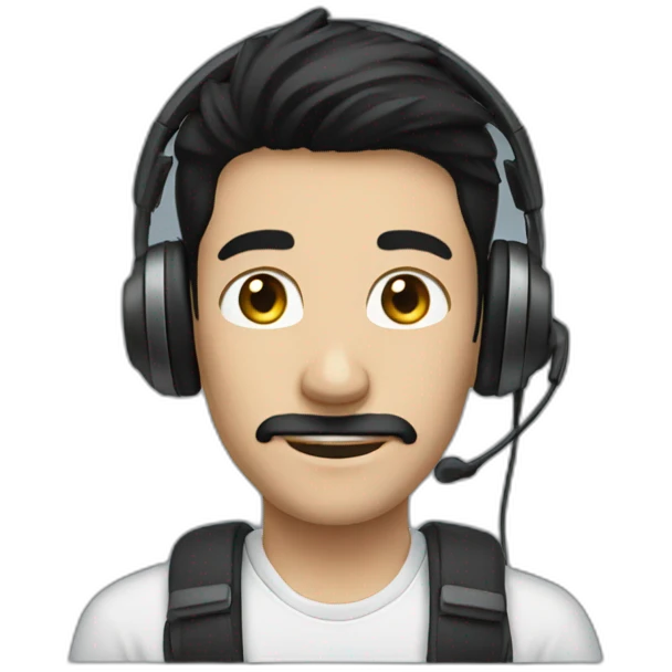 black hair - headphones - male emoji