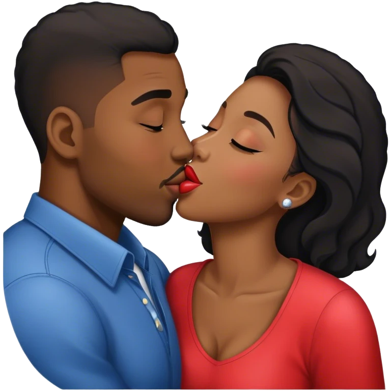 Pareja Afro dandose un beso en el cachete  emoji