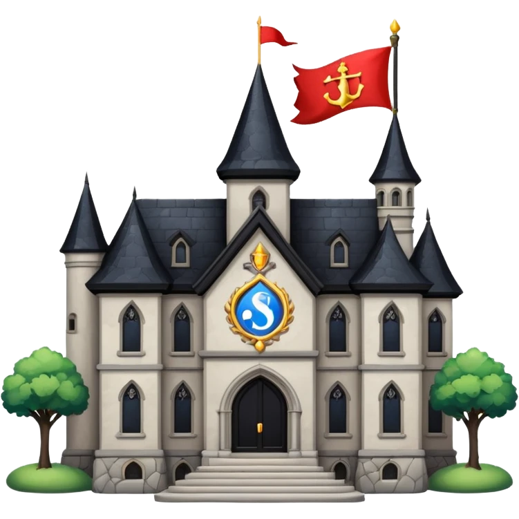 magic school, with a flag, flag on a roof emoji