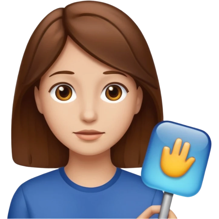 With brown hair emoji