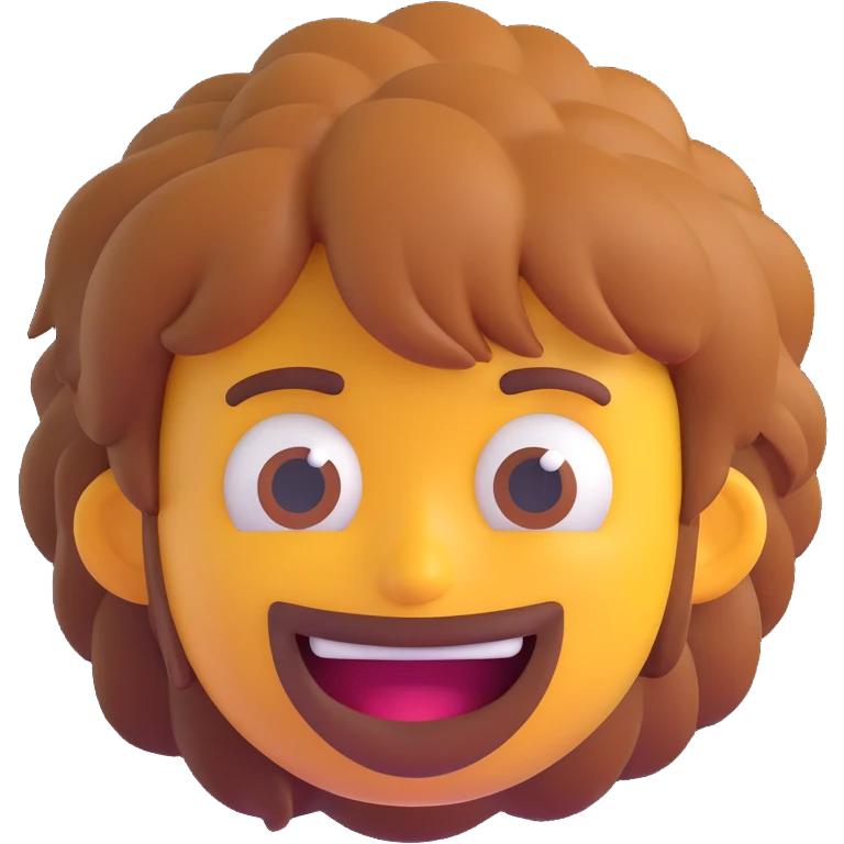 3D emoji style face with scruffy hair and a mischievous, bum-like expression emoji