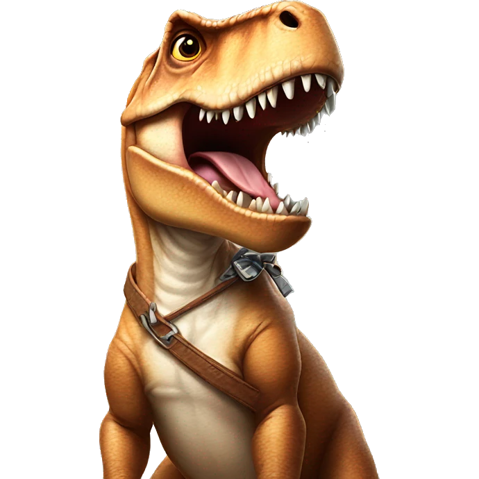 T-Rex holding a dog by its neck ￼ emoji