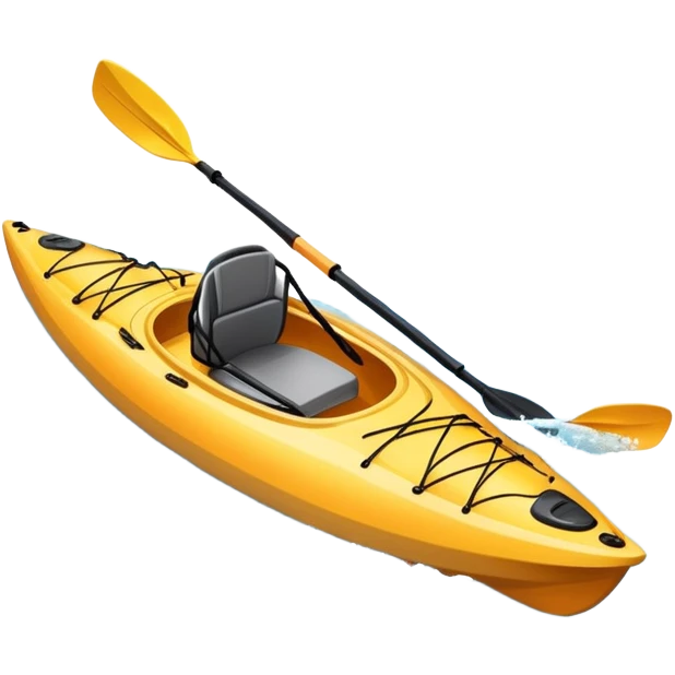 An icon showing a close-up of a sleek kayak with double-bladed paddles gliding through water. Splashes surround the boat as it cuts across a calm surface, symbolizing speed and focus. Transparent background emphasizes the dynamic and personal nature of kayak paddling. emoji