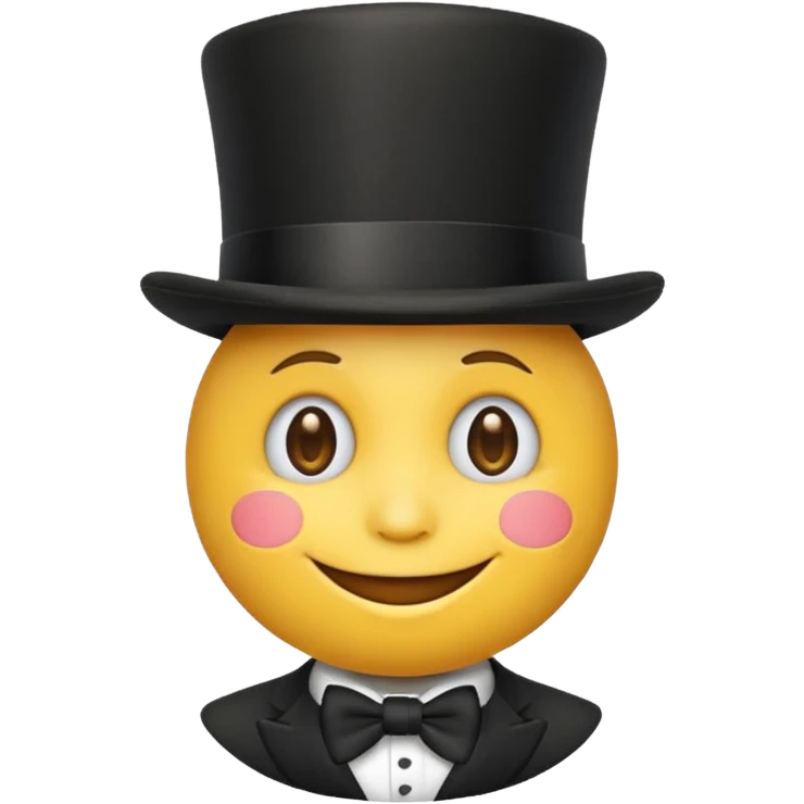 A yellow emoji with a top hat on😀 emoji