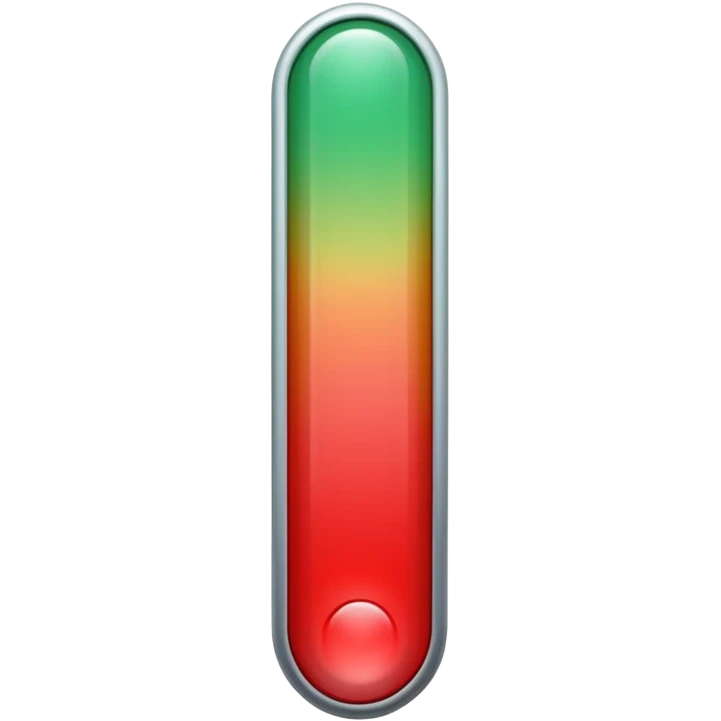 A vertical capsule-shaped progress bar with a color gradient from green at the bottom to red at the top. The bar is divided into segments by thin lines, with bold, outlined numbers scaling upward next to it.  emoji