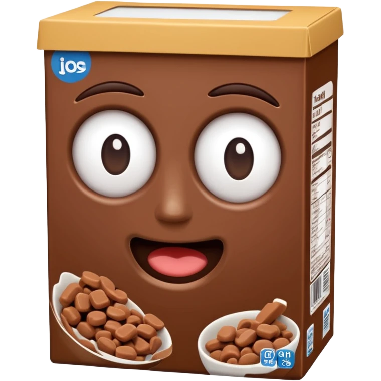 brown chocolate cereal box without eyes and mouth emoji