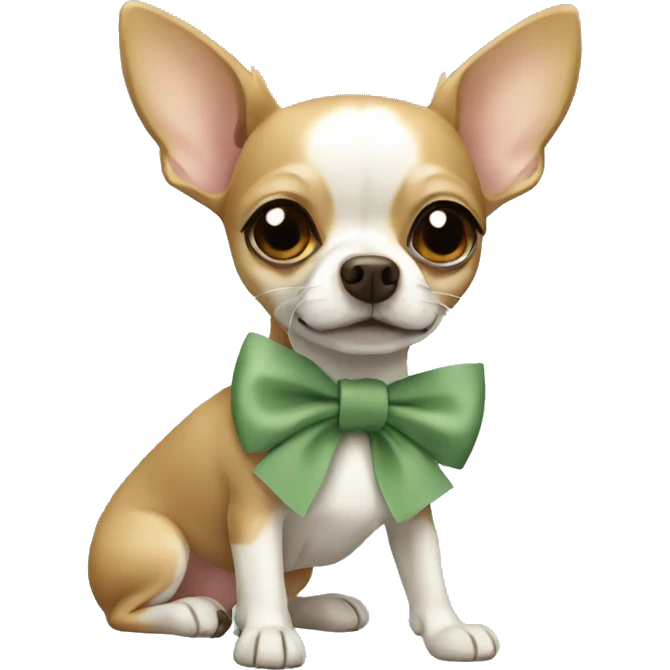 Chihuahua wearing sage green bow emoji