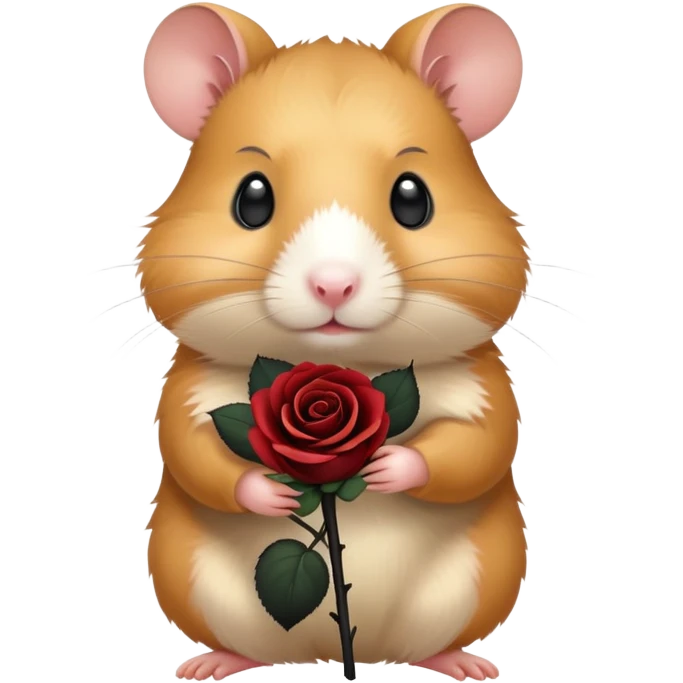 Hamster holding a black rose emoji