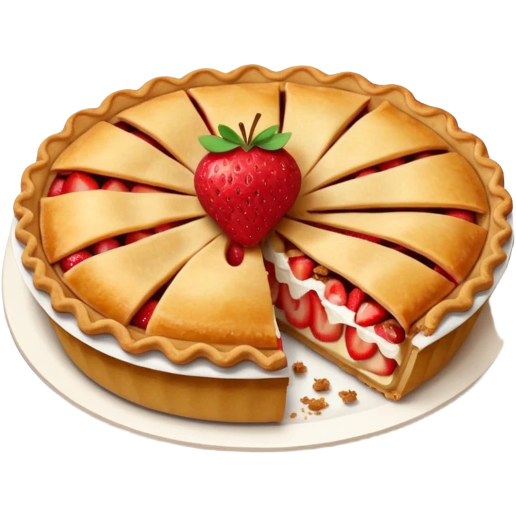 Apple pie emoji with slice strawberry above the cake  emoji
