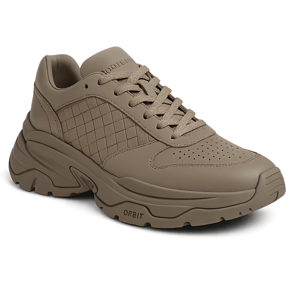 Bottega Veneta Orbit sneakers, luxury designer style, chunky sole, woven leather details, modern fashion sneaker emoji