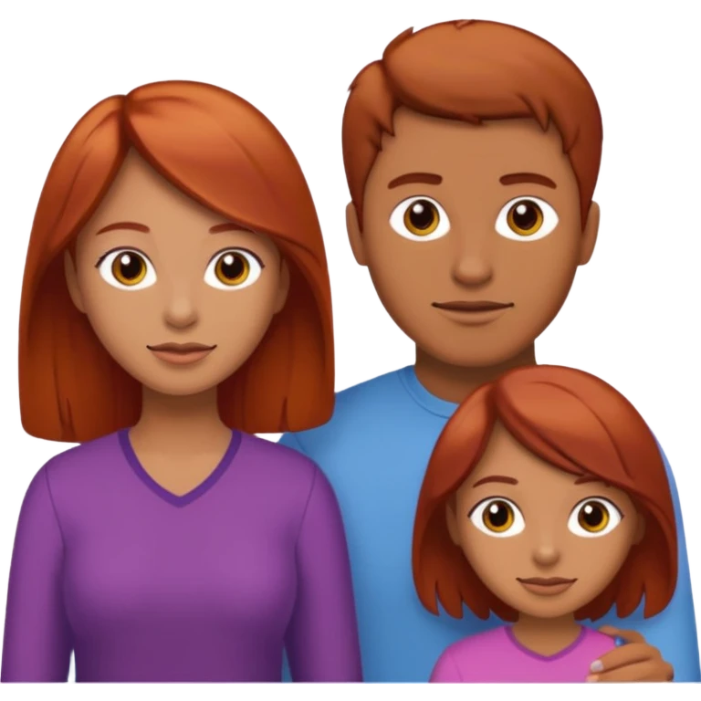 Red hair mom brown hair dad brown hair teen girl emoji