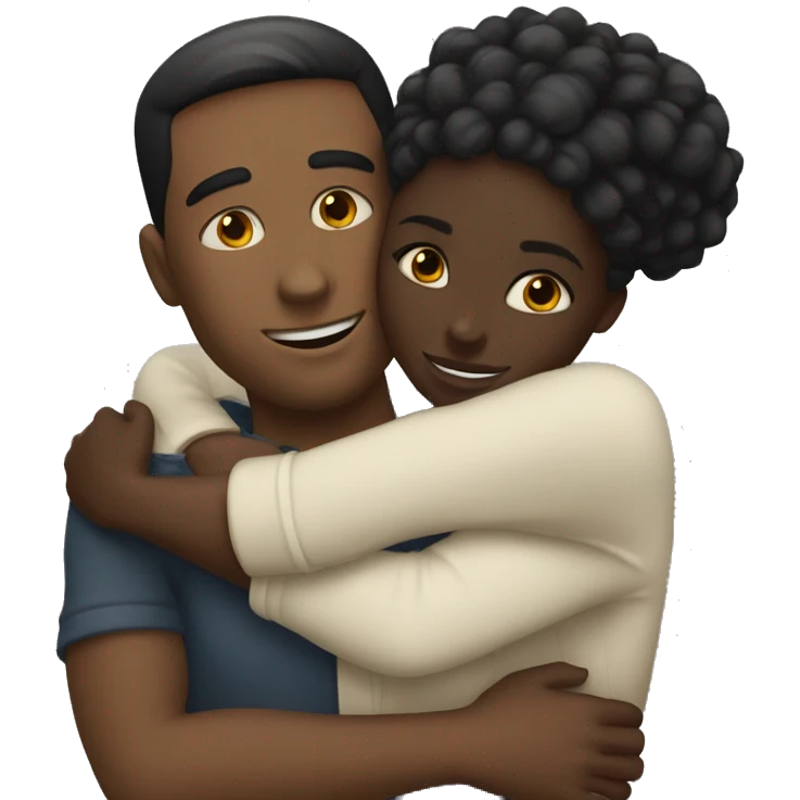 White man hugging black girl emoji