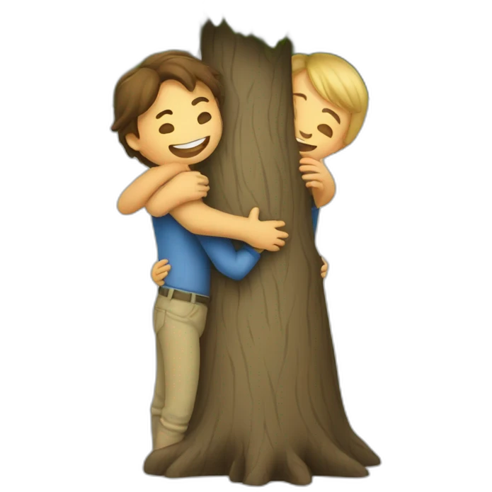 people hugging a tree emoji