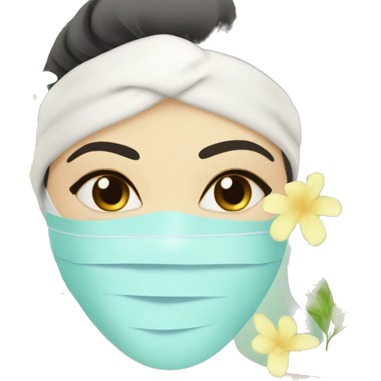 Lady with face mask spa beauty full face relaxing emoji