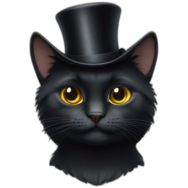 All black cat wearing a top hat emoji