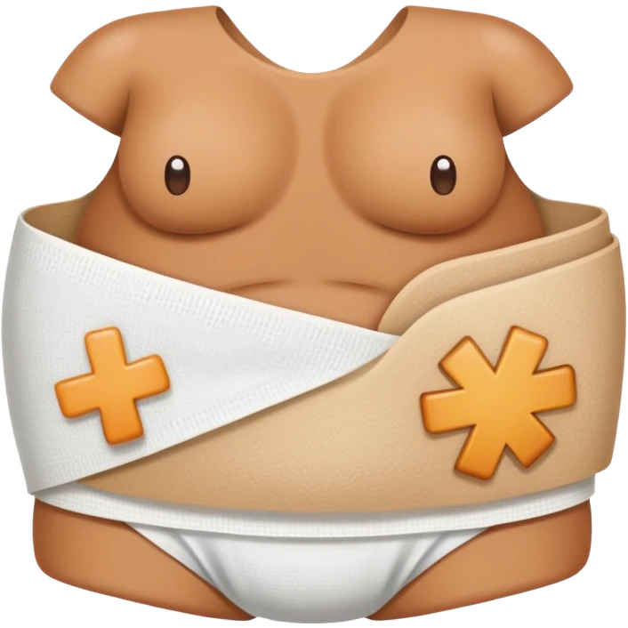 A cartoon stomach with bandages and healing symbols emoji