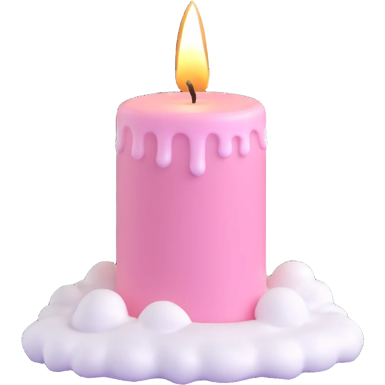 Light pink candle with snow emoji