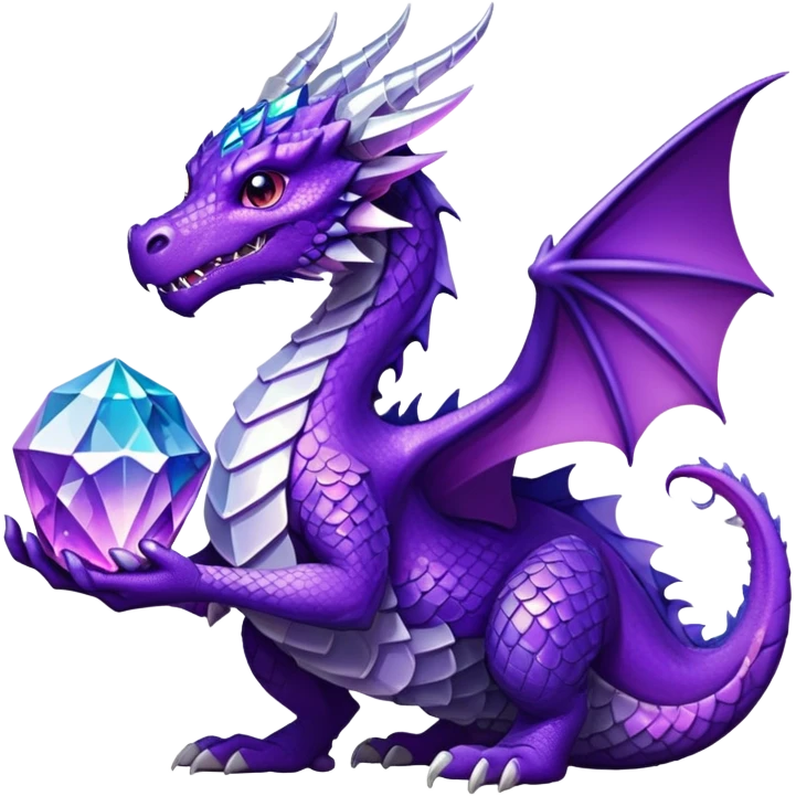 A purple space dragon holding a crystal emoji