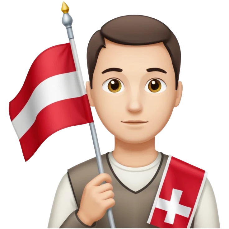 ultra realistic polish man with two-colored poland flag emoji