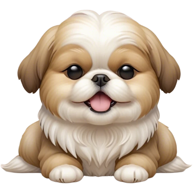 Cinematic Cute Yawning Shih Tzu Portrait Emoji, Head gently tilted with an irresistibly cute yawn and sleepy, half-closed eyes, showcasing a luxurious, fluffy fur in gentle pastel tones, simplified yet endearingly detailed, glowing with a soft, drowsy radiance, high shine, exuding tender, sleepy charm, styled with a delicate, soft glowing outline, capturing the essence of a Shih Tzu caught in a moment of adorable, sleepy bliss! emoji