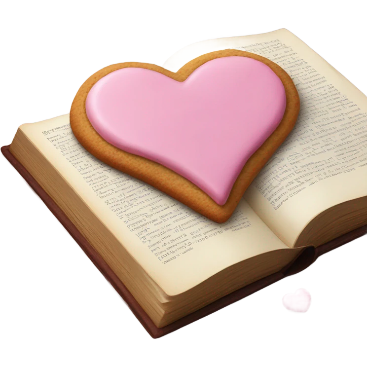 Cookie heart with book emoji