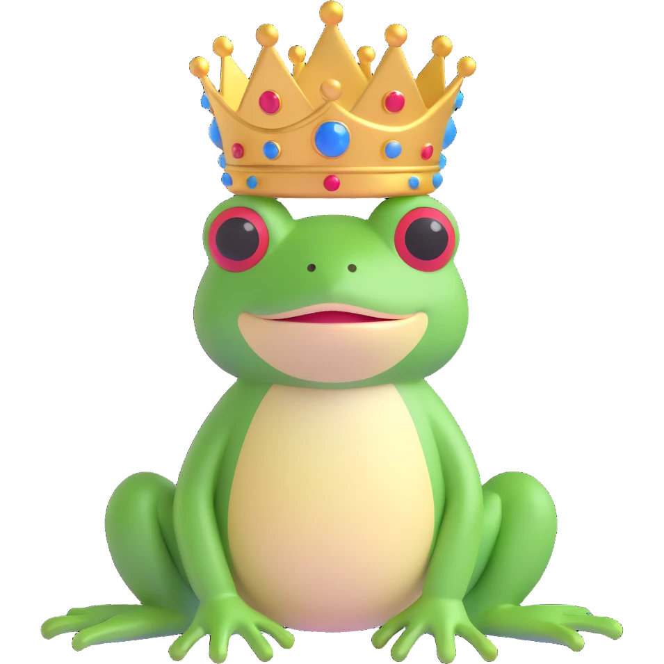 frog with a crown on its head emoji