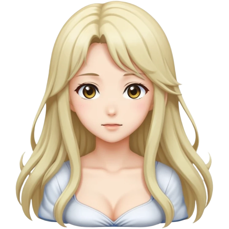 Anime girl with large bust size, generous figure, long hair emoji