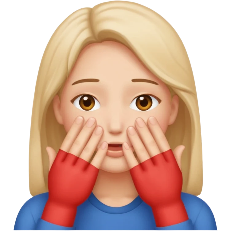 😳 emoji blushing and completely covering face with hands because they are flustered and embarrassed, face is very flushed emoji