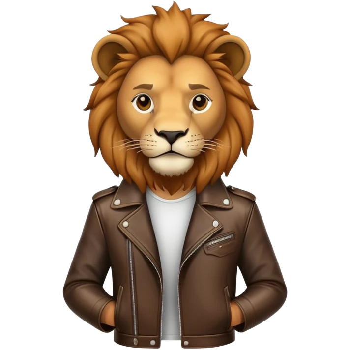 lion in a leather jacket, standing confidently emoji