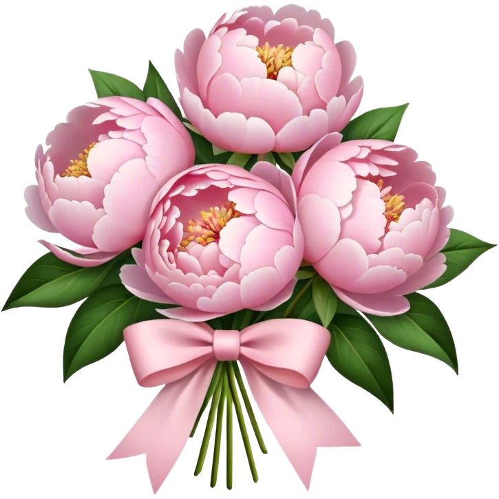 4 Light Pink peonies bouquet with light pink bow emoji