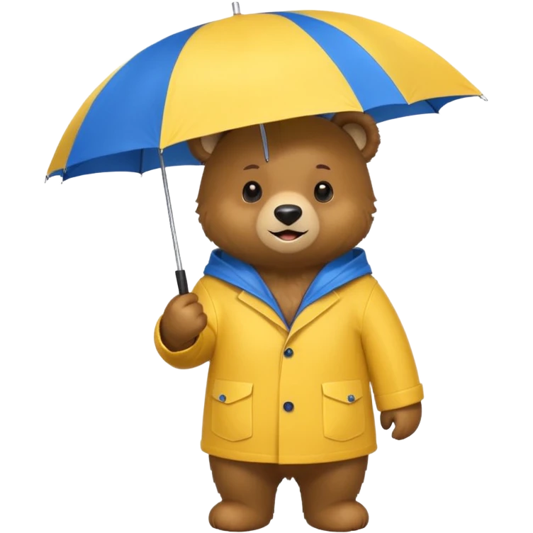 Bear with umbrella, wearing rain coat emoji