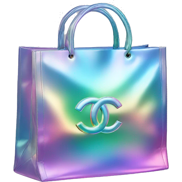 Iridescent Christmas Chanel shopping bag emoji